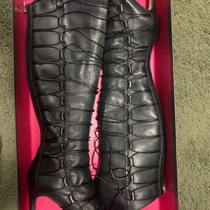 “Host Pick” Vince Camuto Black Leather Knee High Stiletto Tall Boot